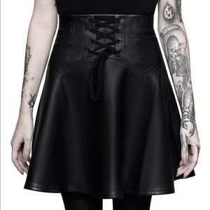 Dearest Rose Mini Skirt Faux Leather Killstar